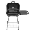 28" Portable Charcoal Grill with Wheels and Foldable Side Shelf, Large BBQ Smoker with Adjustable Vents on Lid for Outdoor Party Camping Picnic