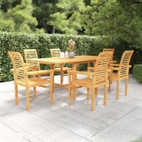 7 Piece Patio Dining Set Solid Teak Wood