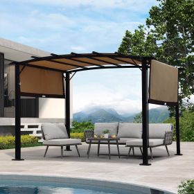 12 x 9 Ft Outdoor Pergola Patio Gazebo,Retractable Shade Canopy,Steel Frame Grape Gazebo,Sunshelter Pergola for Gardens,Terraces,Backyard