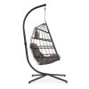 outdoor patio Wicker Hanging Chair Swing Chair Patio Egg Chair UV Resistant Dark grey cushion Aluminum frame