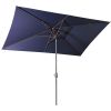 Large Blue Outdoor Umbrella 10ft Rectangular Patio Umbrella For Beach Garden Outside Uv Protection