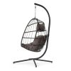 outdoor patio Wicker Hanging Chair Swing Chair Patio Egg Chair UV Resistant Dark grey cushion Aluminum frame