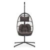 outdoor patio Wicker Hanging Chair Swing Chair Patio Egg Chair UV Resistant Dark grey cushion Aluminum frame