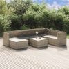 8 Piece Patio Lounge Set with Cushions Gray Poly Rattan