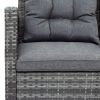 5-piece Outdoor UV-Resistant Patio Sofa Set with Storage Bench All Weather PE Wicker Furniture Coversation Set with Glass Table, Gray