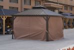 12*12FT patic gazebo,alu gazebo with steel canopy,Outdoor Permanent Hardtop Gazebo Canopy for Patio, Garden, Backyard