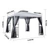 10' x 10' Patio Gazebo with Mosquito Net and Corner Shelves, Light Gray