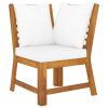 3 Piece Patio Lounge Set with Cream Cushion Solid Acacia Wood