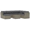 8 Piece Patio Lounge Set with Cushions Gray Poly Rattan