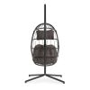 outdoor patio Wicker Hanging Chair Swing Chair Patio Egg Chair UV Resistant Dark grey cushion Aluminum frame