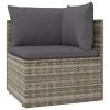 8 Piece Patio Lounge Set with Cushions Gray Poly Rattan