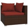 Wicker Patio Furniture 3 Piece with Cushions Brown Poly Rattan