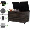 120 Gal. Outdoor Wicker Storage Box Waterproof, Resin Rattan Deck Box for Patio Garden Furniture, Outdoor Cushion Storage