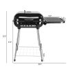 28" Portable Charcoal Grill with Wheels and Foldable Side Shelf, Large BBQ Smoker with Adjustable Vents on Lid for Outdoor Party Camping Picnic