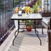 32 Inch Patio Tempered Glass Steel Frame Square Table