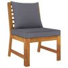 3 Piece Patio Lounge Set with Dark Gray Cushion Solid Acacia Wood