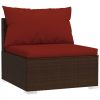 Wicker Patio Furniture 3 Piece with Cushions Brown Poly Rattan