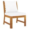 3 Piece Patio Lounge Set with Cream Cushion Solid Acacia Wood