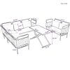 TOPMAX 5-Piece Modern Patio Sectional Sofa Set Outdoor Woven Rope Furniture Set with Glass Table and Cushions, Gray+Beige