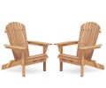 Wooden Outdoor Folding Adirondack Chair Set of 2 Wood Lounge Patio Chair for Garden,Garden, Lawn, Backyard, Deck, Pool Side, Fire Pit,Half Assembled,