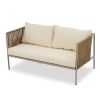 GO 4-Piece Rope Sofa Set with Thick Cushions and Toughened Glass Table, All-Weather Patio Furniture Set For 4 Person With Loveseat, Beige