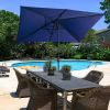 Large Blue Outdoor Umbrella 10ft Rectangular Patio Umbrella For Beach Garden Outside Uv Protection