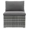 5 Pieces Outdoor Sectional Patio Rattan Sofa Set Rattan Daybed , PE Wicker Conversation Furniture Set/ Canopy and Tempered Glass Side Table, Gray