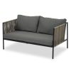 GO 4-Piece Rope Sofa Set with Thick Cushions and Toughened Glass Table, All-Weather Patio Furniture Set For 4 Person With Loveseat, Gray