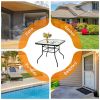 32 Inch Patio Tempered Glass Steel Frame Square Table