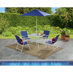 6-Piece Outdoor Patio Dining Set (Color: Blue)