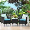 3 Pieces Ergonomic Wicker Patio Conversation Set