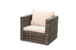 Rattan Patio Furniture Set Wicker Sofa Cushioned Sectional Furniture Set Garden Patio Sofa Set (4 Pieces, Brown)