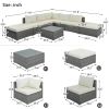 8-Pieces Outdoor Patio Furniture Sets;  Garden Conversation Wicker Sofa Set;  Single Sofa Combinable