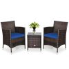 3 Pieces Ergonomic Wicker Patio Conversation Set