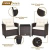 3 Pieces Rattan Patio Furniture Set with Washable Cushion