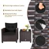 3 Pieces Rattan Patio Furniture Set with Washable Cushion