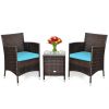 3 Pieces Ergonomic Wicker Patio Conversation Set