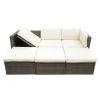 Patio Furniture Sets;  5-Piece Patio Wicker Sofa with Adustable Backrest;  Cushions;  Ottomans and Lift Top Coffee Table