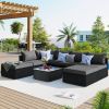 8-Pieces Outdoor Patio Furniture Sets;  Garden Conversation Wicker Sofa Set;  Single Sofa Combinable