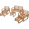 Outdoor Patio Wood 6-Piece Conversation Set; Sectional Garden Seating Groups Chat Set with Ottomans and Cushions for Backyard; Poolside; Balcony