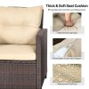 3 Pieces Rattan Patio Furniture Set with Washable Cushion