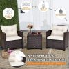 3 Pieces Rattan Patio Furniture Set with Washable Cushion